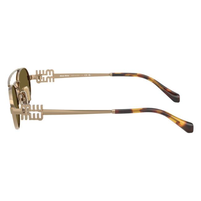Miu Miu SMU 54Z 7OE-09Z: occhiale da sole da donna dalla forma ovale in metallo Oro ottone, con lenti Marrone scuro, calibro 53.