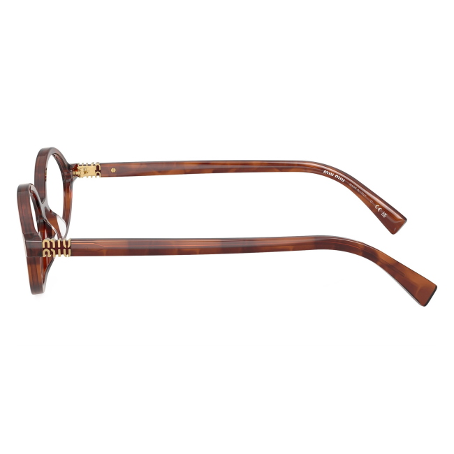 Miu Miu VMU 01X 26E-1O1: occhiale da vista da donna dalla forma ovale in acetato Tabacco striato, calibro 50.