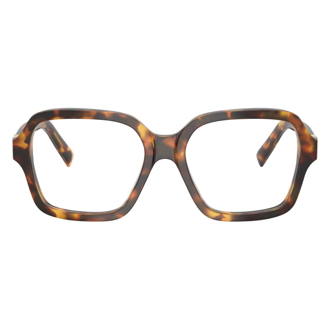 Miu Miu VMU 03Y 14L-1O1: occhiale da vista da donna dalla forma squadrata in acetato Havana Miele, calibro 54.