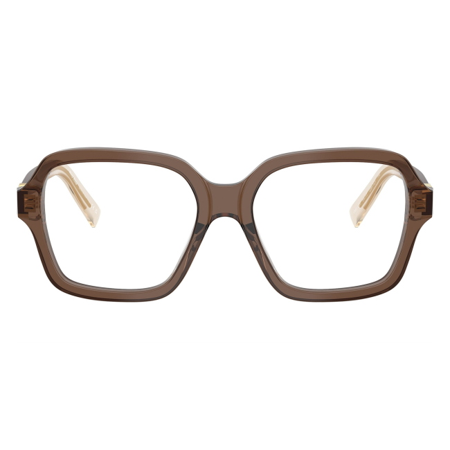 Miu Miu VMU 03Y 23H-1O1: occhiale da vista da donna dalla forma squadrata in acetato Marrone Trasparente, calibro 54.