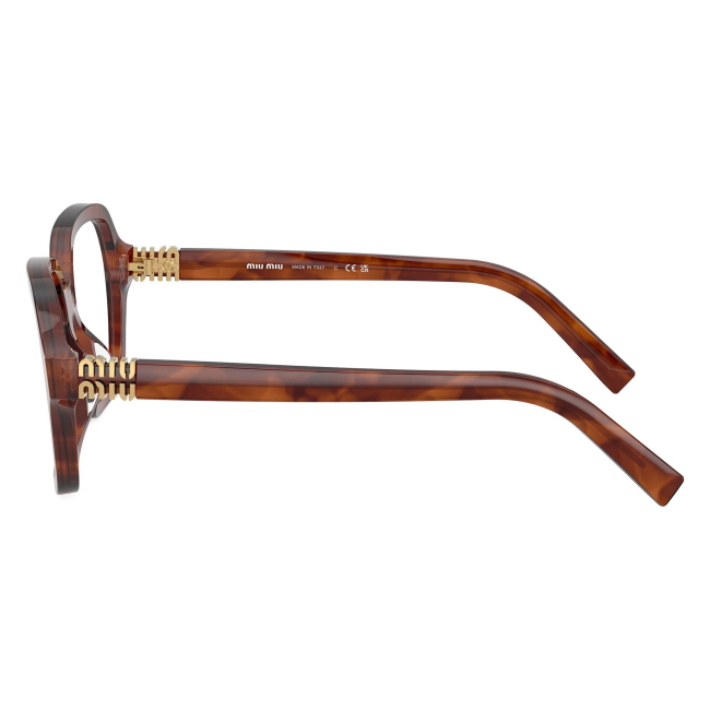 Miu Miu VMU 03Y 26E-1O1: occhiale da vista da donna dalla forma squadrata in acetato Tabacco striato, calibro 52.