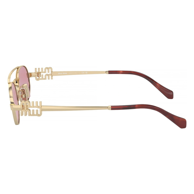 Miu Miu SMU 54Z ZVN-50D: occhiale da sole da donna dalla forma ovale in metallo Oro Pallido, con lenti Rosa scuro argento, calibro 53.