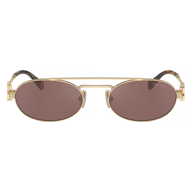 Miu Miu SMU 54Z ZVN-70D: occhiale da sole da donna dalla forma ovale in metallo Oro Pallido, con lenti Marrone/Argento, calibro 53.