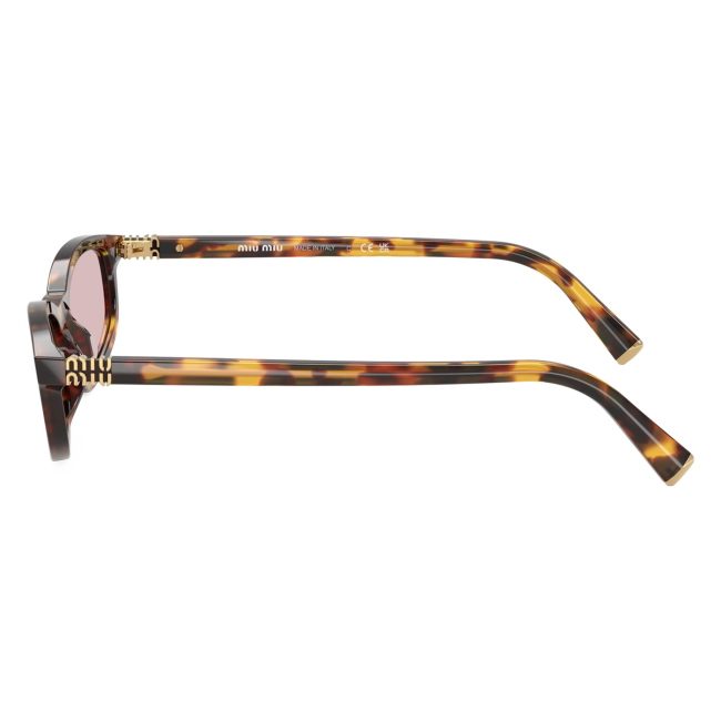 Miu Miu SMU A06 14L-4I0: occhiale da sole da donna dalla forma irregolare in acetato Havana Miele, con lenti Rosa, calibro 54.