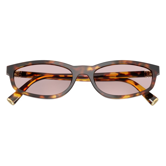 Miu Miu SMU A06 14L-4I0: occhiale da sole da donna dalla forma irregolare in acetato Havana Miele, con lenti Rosa, calibro 54.