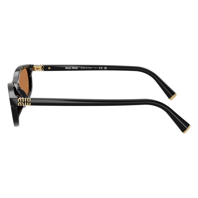 Miu Miu SMU A06 16K-10I: occhiale da sole da donna dalla forma irregolare in acetato Nero, con lenti Marrone, calibro 54.