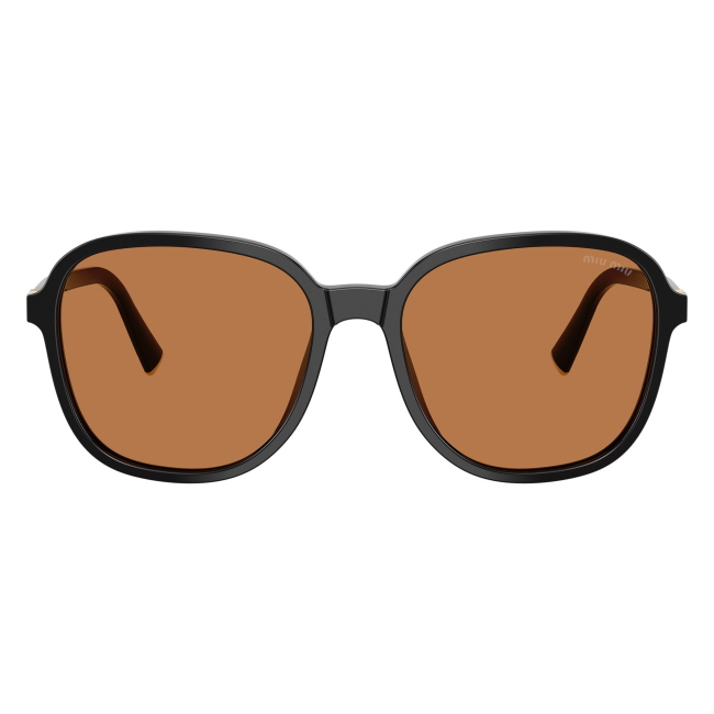 Miu Miu SMU B01 16K-90Q: occhiale da sole da donna dalla forma pillow in acetato Nero, con lenti Marrone, calibro 58.