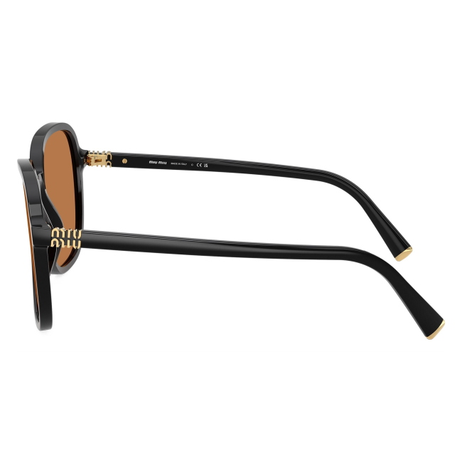 Miu Miu SMU B01 16K-90Q: occhiale da sole da donna dalla forma pillow in acetato Nero, con lenti Marrone, calibro 58.