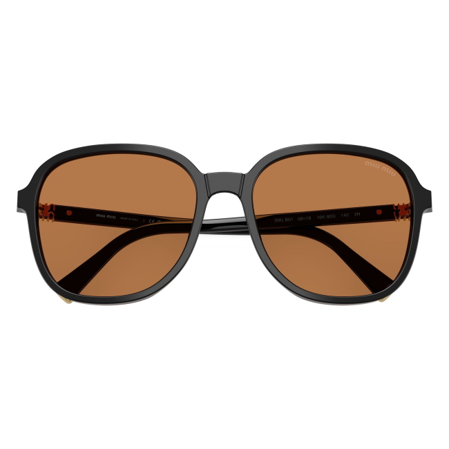 Miu Miu SMU B01 16K-90Q: occhiale da sole da donna dalla forma pillow in acetato Nero, con lenti Marrone, calibro 58.