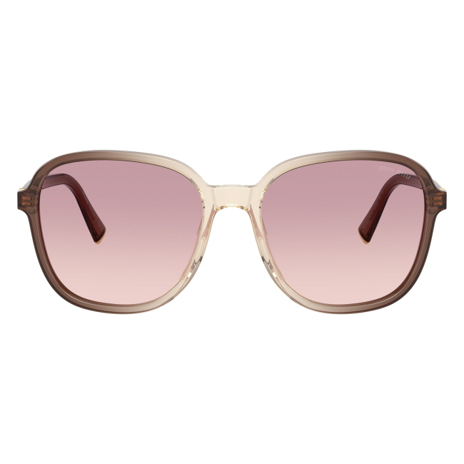 Miu Miu SMU B01 25G-40S: occhiale da sole da donna dalla forma pillow in acetato Marrone sfumato, con lenti Marrone sfumato violetto, calibro 58.