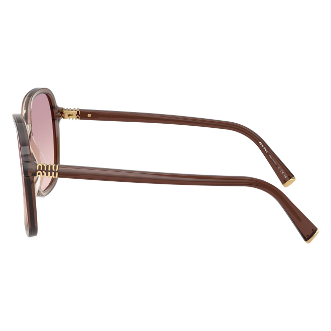 Miu Miu SMU B01 25G-40S: occhiale da sole da donna dalla forma pillow in acetato Marrone sfumato, con lenti Marrone sfumato violetto, calibro 58.