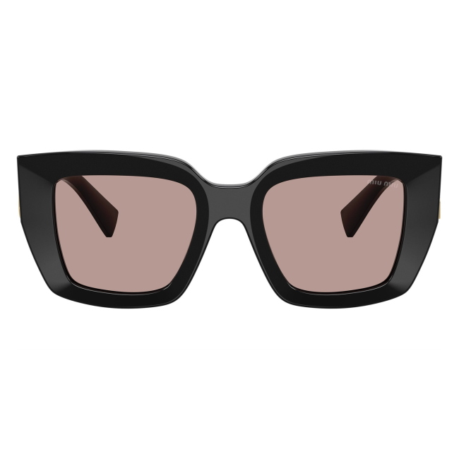 Miu Miu SMU B05 16K-20I: occhiale da sole da donna dalla forma squadrata in acetato Nero, con lenti Viola chiaro/Marrone, calibro 51.