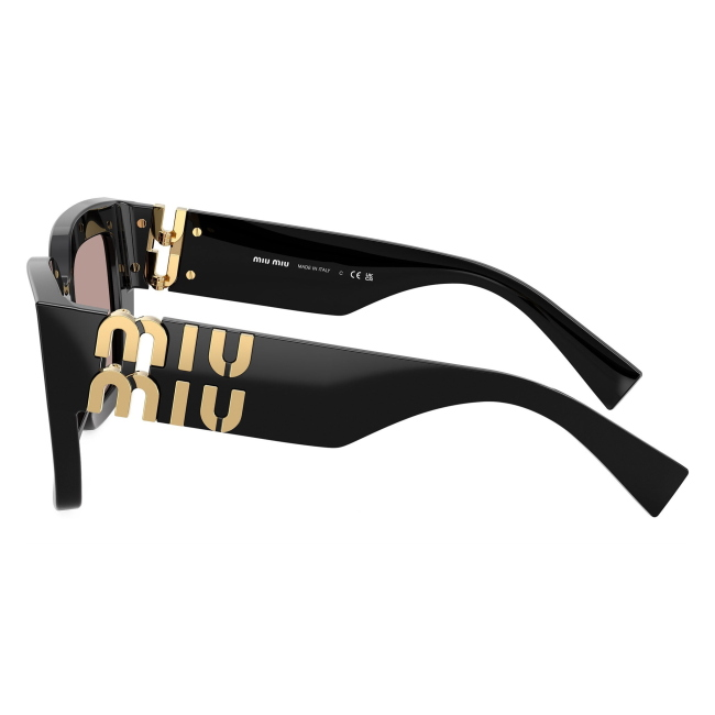 Miu Miu SMU B05 16K-20I: occhiale da sole da donna dalla forma squadrata in acetato Nero, con lenti Viola chiaro/Marrone, calibro 51.