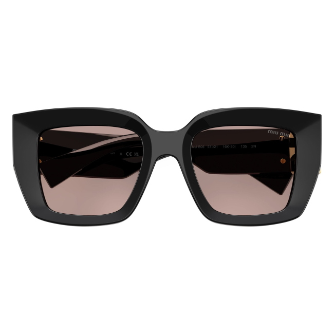 Miu Miu SMU B05 16K-20I: occhiale da sole da donna dalla forma squadrata in acetato Nero, con lenti Viola chiaro/Marrone, calibro 51.