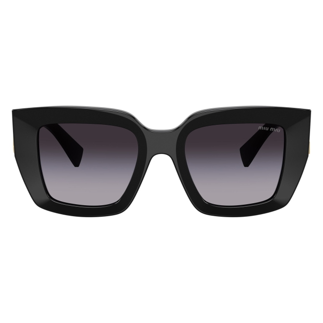 Miu Miu SMU B05 16K-90A: occhiale da sole da donna dalla forma squadrata in acetato Nero, con lenti Grigio Sfumato, calibro 51.