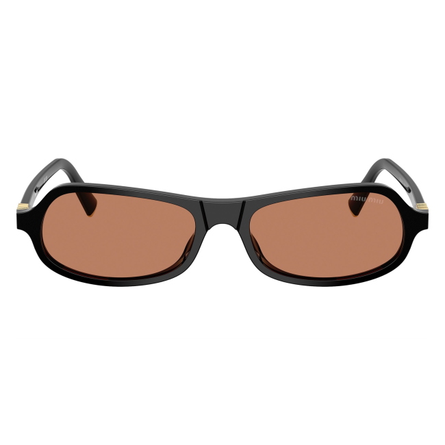 Miu Miu SMU B10 16K-90Q: occhiale da sole da donna dalla forma irregolare in acetato Nero, con lenti Marrone, calibro 55.