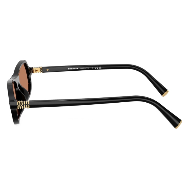 Miu Miu SMU B10 16K-90Q: occhiale da sole da donna dalla forma irregolare in acetato Nero, con lenti Marrone, calibro 55.