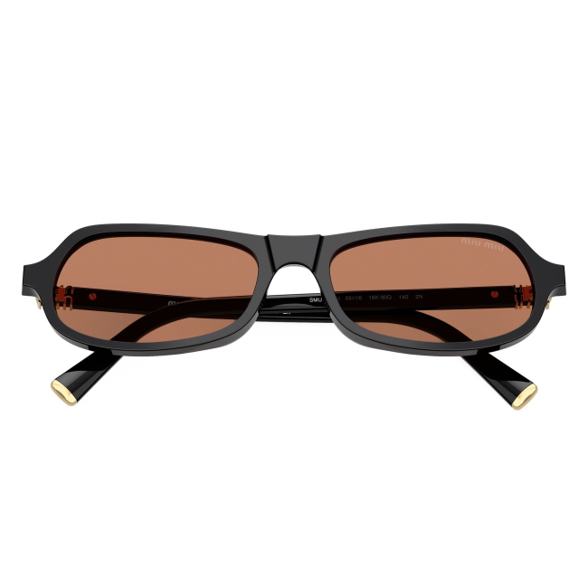 Miu Miu SMU B10 16K-90Q: occhiale da sole da donna dalla forma irregolare in acetato Nero, con lenti Marrone, calibro 55.