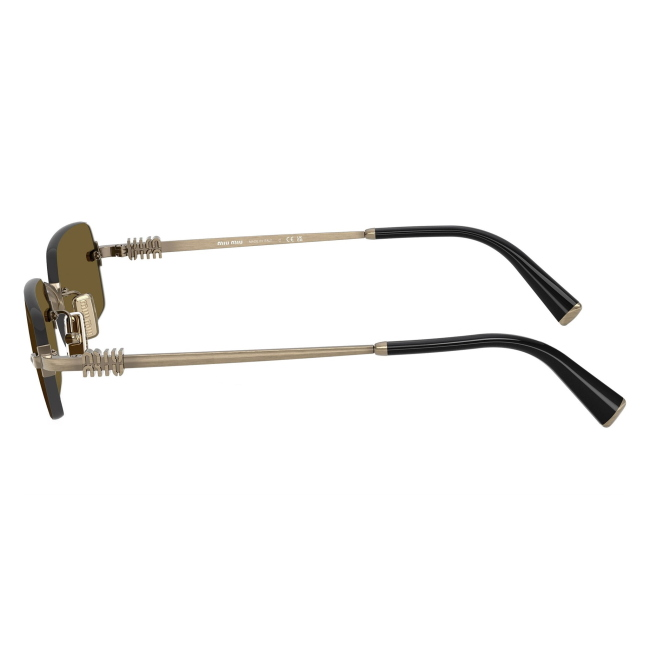 Miu Miu SMU B50 26C-09Z: occhiale da sole da donna dalla forma rettangolare in metallo Old Gold, con lenti Marrone scuro, calibro 52.