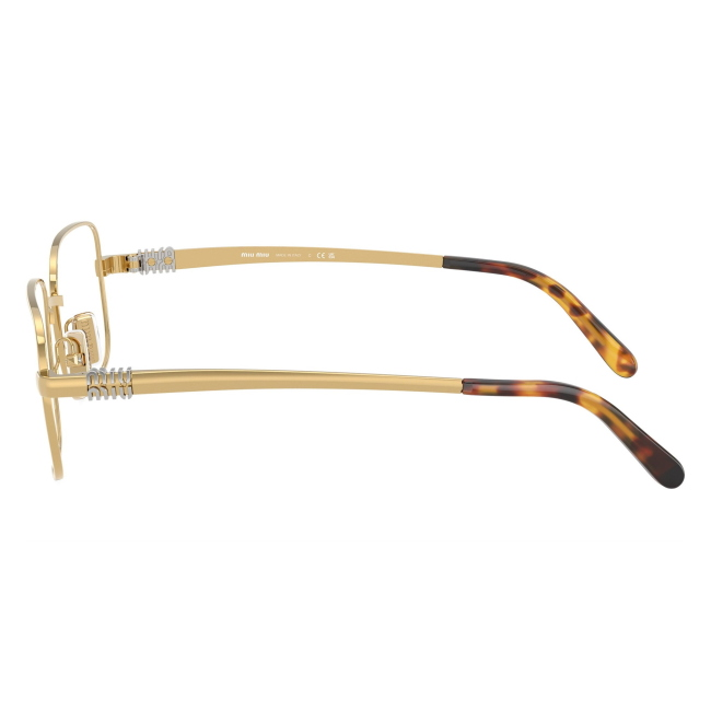 Miu Miu VMU 51Z 5AK-1O1: occhiale da vista da donna dalla forma rettangolare in metallo Oro, calibro 50.