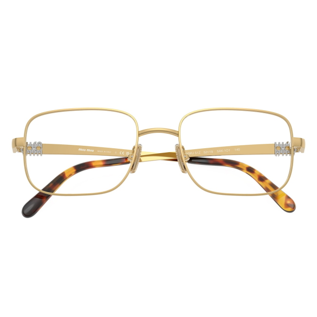 Miu Miu VMU 51Z 5AK-1O1: occhiale da vista da donna dalla forma rettangolare in metallo Oro, calibro 50.