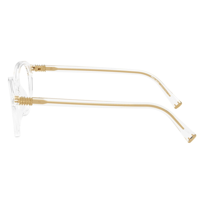Miu Miu VMU 02W 15Z-1O1: occhiale da vista da donna dalla forma rotonda in acetato Trasparente, calibro 48.