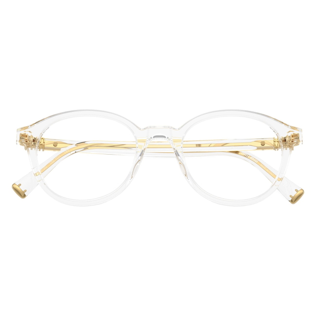 Miu Miu VMU 02W 15Z-1O1: occhiale da vista da donna dalla forma rotonda in acetato Trasparente, calibro 48.