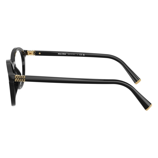 Miu Miu VMU 02W 16K-1O1: occhiale da vista da donna dalla forma rotonda in acetato Nero, calibro 48.