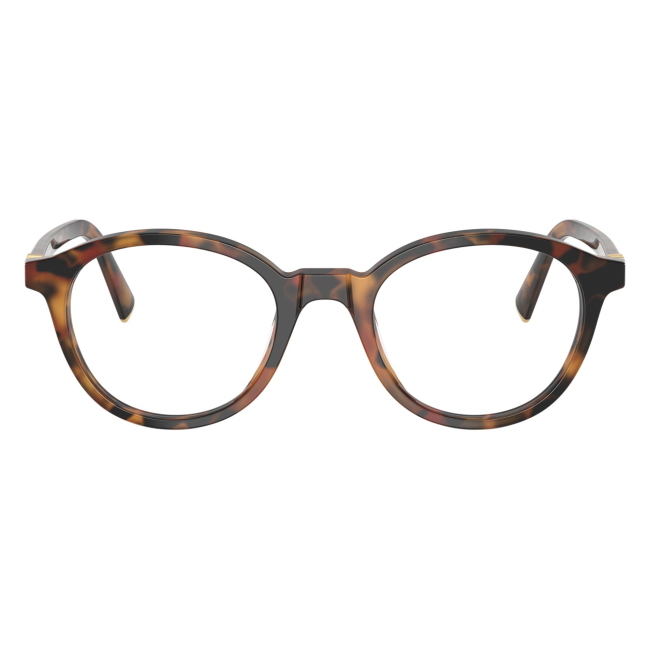 Miu Miu VMU 02W 19P-1O1: occhiale da vista da donna dalla forma rotonda in acetato Tartarugato, calibro 50.