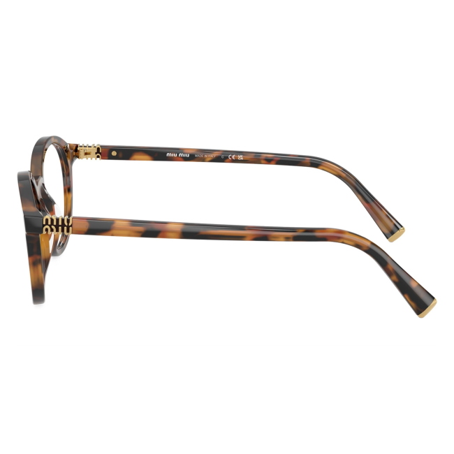 Miu Miu VMU 02W 19P-1O1: occhiale da vista da donna dalla forma rotonda in acetato Tartarugato, calibro 50.