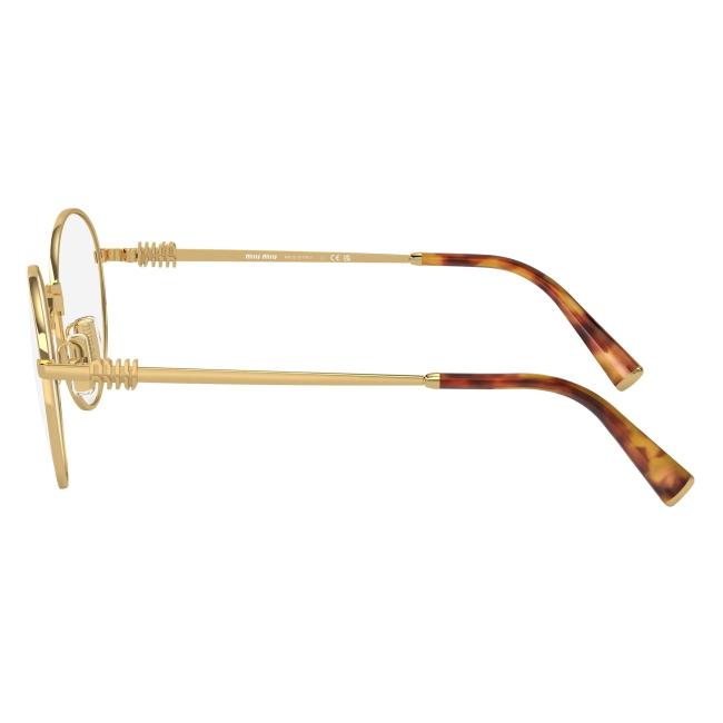 Miu Miu VMU 52X 5AK-1O1: occhiale da vista da donna dalla forma rotonda in metallo Oro, calibro 50.