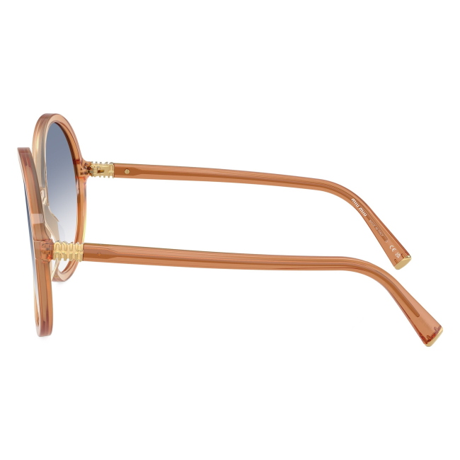 Miu Miu SMU B02 26G-80O: occhiale da sole da donna dalla forma rotonda in acetato Brown Gradient Brandy, con lenti Trasparente Sfumato Azzurro, calibro 59.