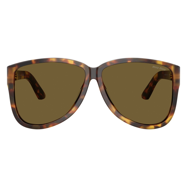 Miu Miu SMU A08 14L-09Z: occhiale da sole da donna dalla forma pilot in acetato Havana Miele, con lenti Marrone scuro, calibro 61.
