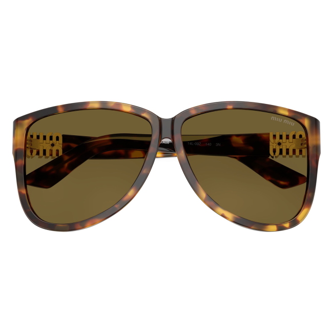 Miu Miu SMU A08 14L-09Z: occhiale da sole da donna dalla forma pilot in acetato Havana Miele, con lenti Marrone scuro, calibro 61.