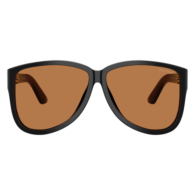 Miu Miu SMU A08 16K-90Q: occhiale da sole da donna dalla forma pilot in acetato Nero, con lenti Marrone, calibro 61.