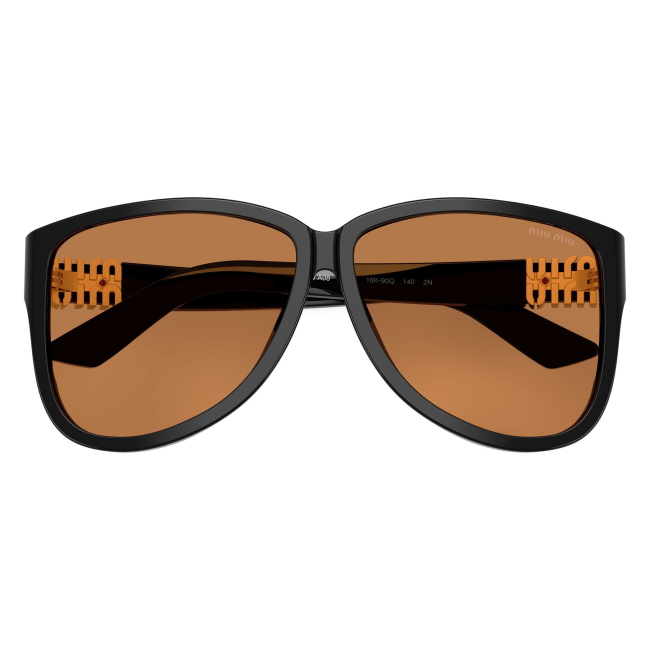 Miu Miu SMU A08 16K-90Q: occhiale da sole da donna dalla forma pilot in acetato Nero, con lenti Marrone, calibro 61.