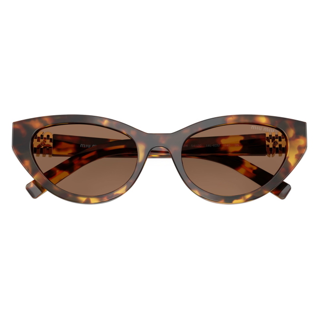 Miu Miu SMU A04 14L-60M: occhiale da sole da donna dalla forma farfalla in acetato Havana Miele, con lenti Marrone scuro, calibro 54.