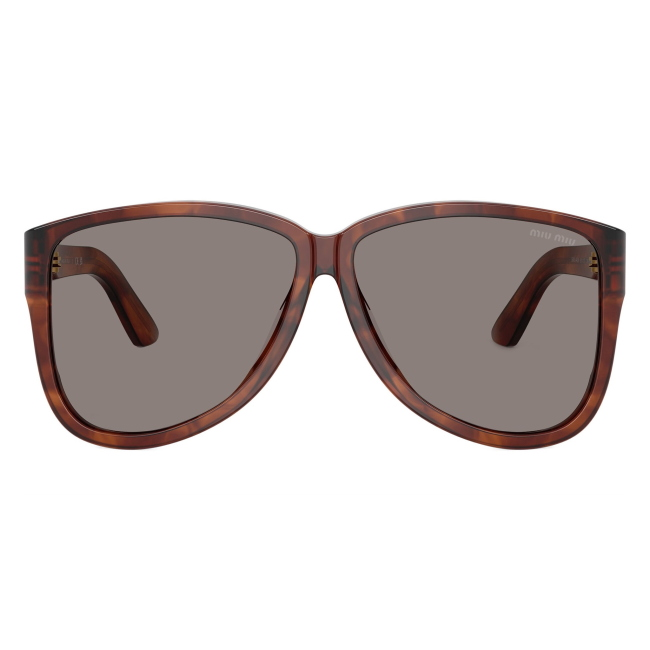 Miu Miu SMU A08 26E-80Q: occhiale da sole da donna dalla forma pilot in acetato Tabacco striato, con lenti Grigio scuro, calibro 61.