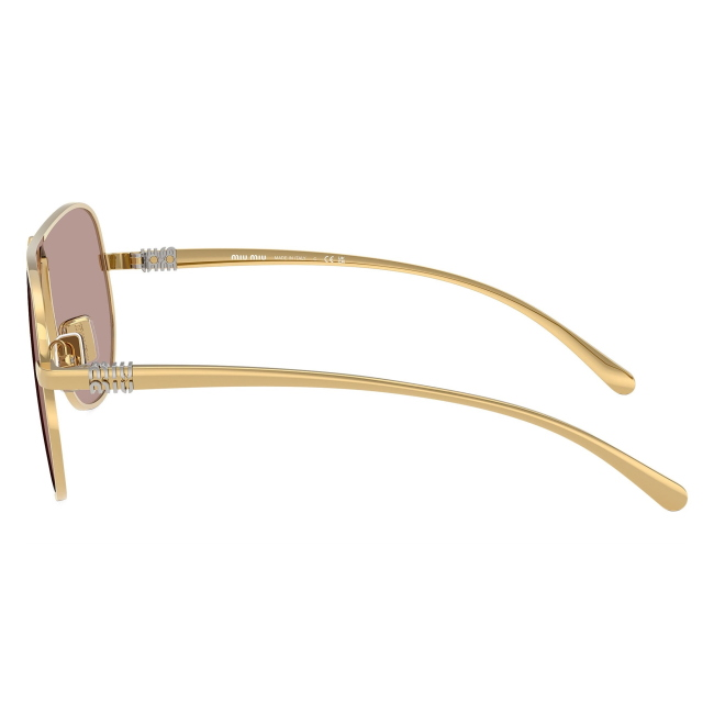 Miu Miu SMU A56 5AK-20I: occhiale da sole da donna dalla forma pilot in metallo Oro, con lenti Viola chiaro/Marrone, calibro 66.