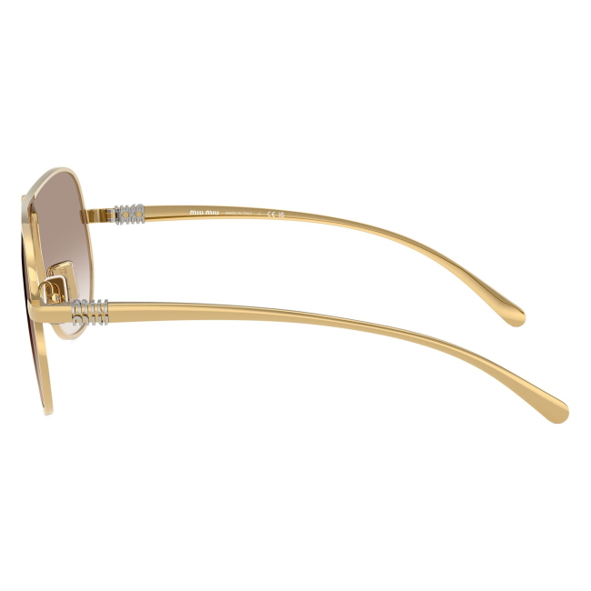 Miu Miu SMU A56 5AK-90L: occhiale da sole da donna dalla forma pilot in metallo Oro, con lenti Trasparente Sfumato Marrone, calibro 66.