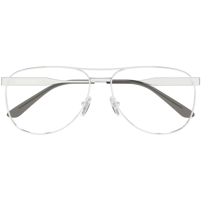 Balenciaga BB0539O col. 001: occhiali da vista a goccia in argento, calibro 61.