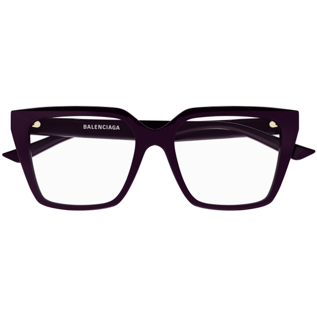 Balenciaga BB0130O col. 009: occhiali da vista in viola, calibro 53.