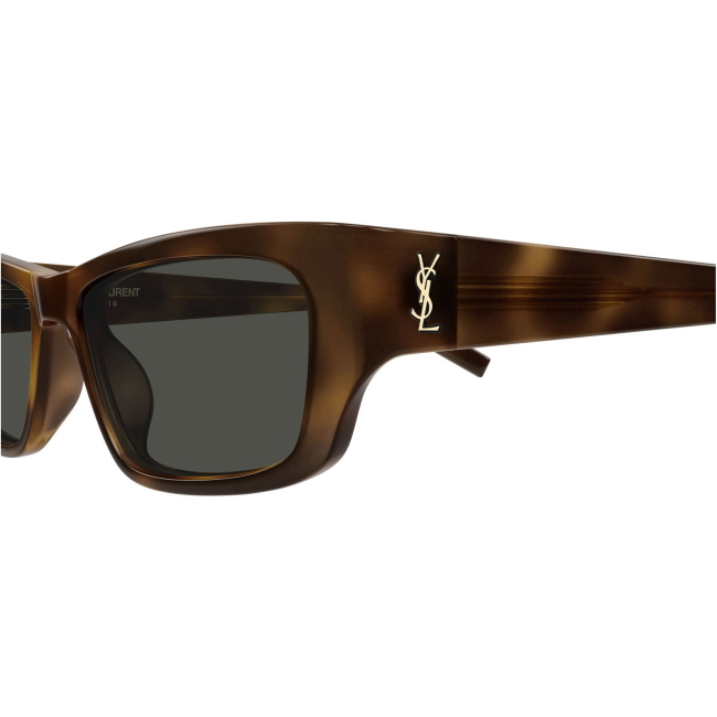Saint Laurent SL M182 JAZZ col. 003: occhiali da sole rettangolari in avana tartarugato, calibro 54.