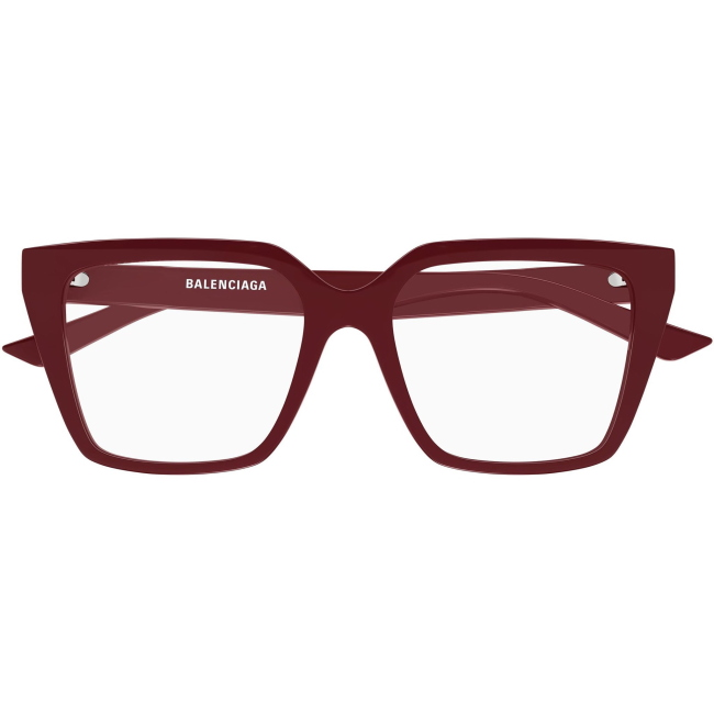 Balenciaga BB0130O, colore 013. Montatura da vista dalla forma rettangolare, finitura rosso, misure 53-17-145 mm.