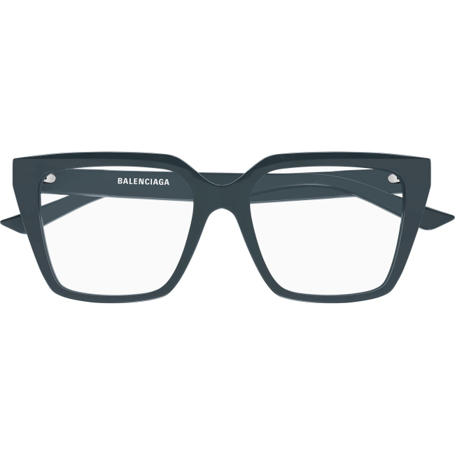 Balenciaga BB0130O, colore 015. Montatura da vista dalla forma rettangolare, finitura blu, misure 53-17-145 mm.