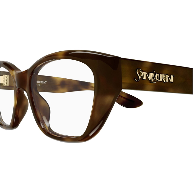 Saint Laurent SL 924, colore 002. Montatura da vista dalla forma cat-eye, finitura avana, misure 52-18-140 mm.