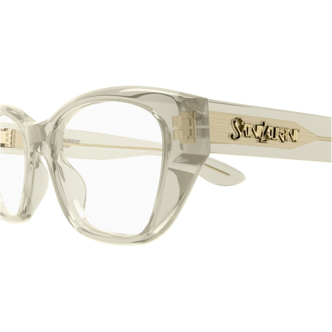 Saint Laurent SL 924, colore 004. Montatura da vista dalla forma cat-eye, finitura verde, misure 52-18-140 mm.