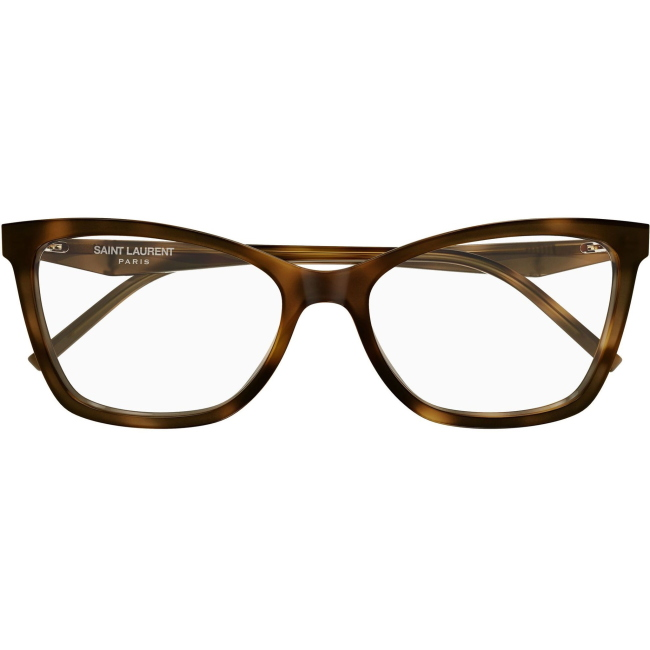 Saint Laurent SL M183, colore 003. Montatura da vista dalla forma cat-eye, finitura avana, misure 57-17-145 mm.