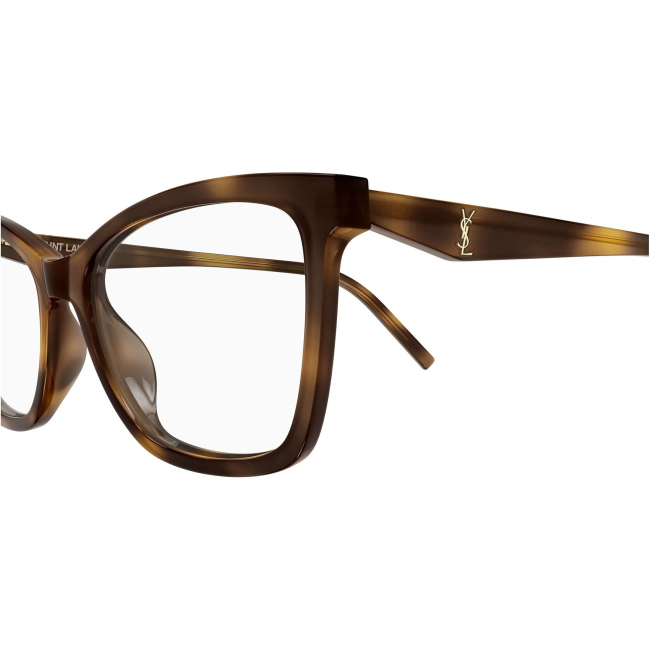 Saint Laurent SL M183, colore 003. Montatura da vista dalla forma cat-eye, finitura avana, misure 57-17-145 mm.