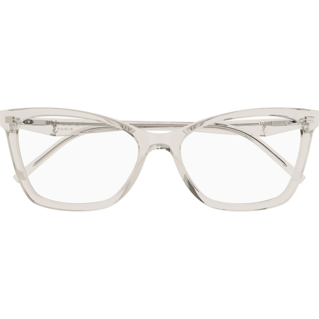 Saint Laurent SL M183, colore 004. Montatura da vista dalla forma cat-eye, finitura beige, misure 57-17-145 mm.